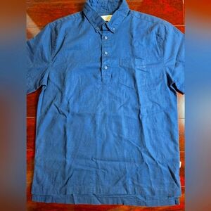 Onia Cotton Linen Blue Button-Up Shirt